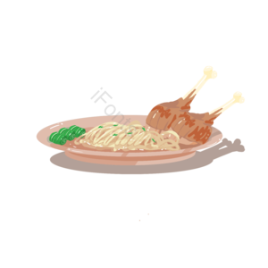 全球狂欢节 美食 香葱 鸡腿 面 盘子 鸡腿面