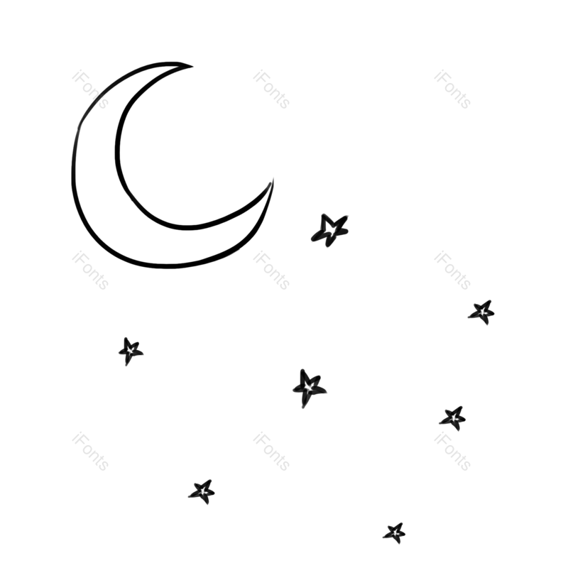 线条图片,黑白元素,夜空PNG,星空免抠素材