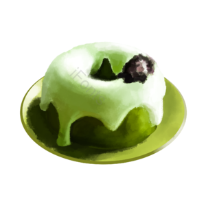 点心 甜品 美食 绿色 插画 psd