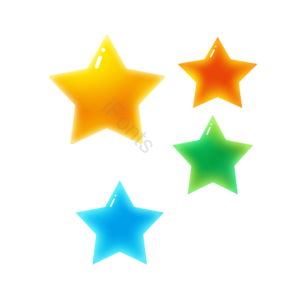 彩色 星星 立体 C4D 3d立体插画