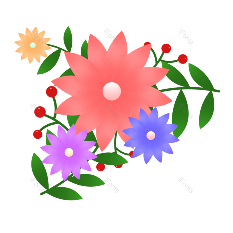 母亲节图片,花卉元素,树枝PNG,情人节免抠素材