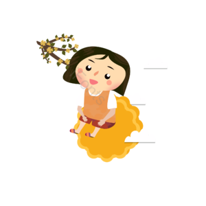中秋节 女孩 玉兔插画 中秋元素 中秋节 桂花 白云 月饼