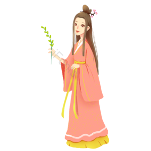 古风少女 柳枝 卡通人物 