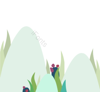 春天 山 植物 夏天 风景 手绘 清新 绿色