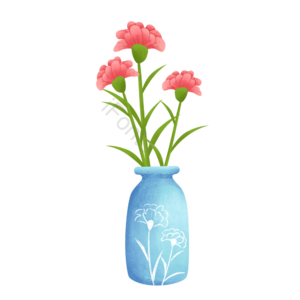 母亲节 表白节 手绘 粉色 鲜花 花瓶 瓶子 装饰
