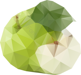 低多边形 青苹果 low -poly 风格 三角形
