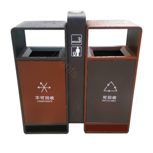 垃圾桶 路边 公共设施 垃圾存放 png 方形 棕灰色