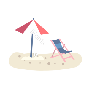 红色 伞 躺椅 夏季 休息 海滩 冲浪