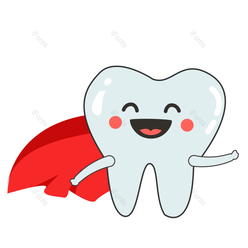 卡通图片,牙齿元素,披风PNG,手绘免抠素材