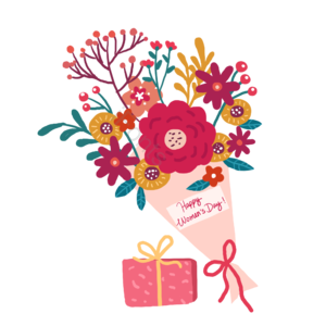 女生节 女神节 38妇女节 手绘 红色花束 礼盒 生日 生日礼物