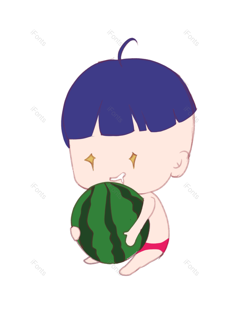 西瓜图片,卡通元素,男孩PNG,绿色免抠素材