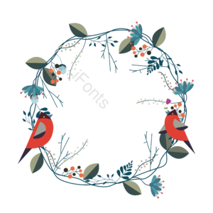 森系 网红 插画  花 花藤 边框 圆框