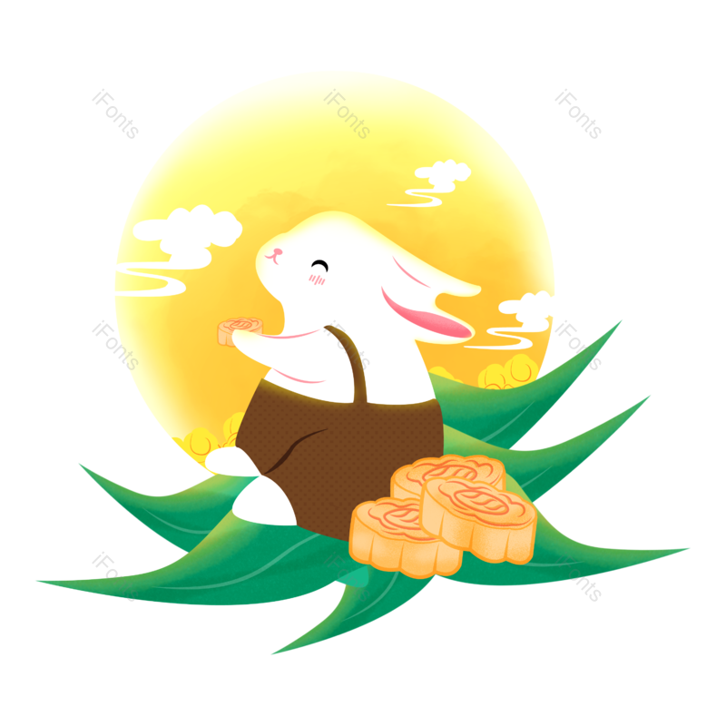 兔子图片,中秋元素,中秋节PNG,月亮免抠素材