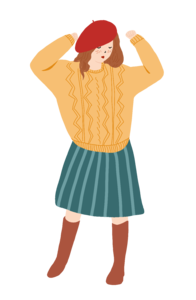 人物 少女 女孩 小红帽 插画 手绘 伸懒腰 春天
