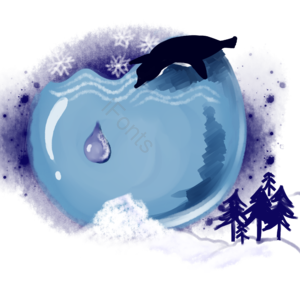 地球日 冷色系 水彩风格 水滴 生命之源 冰雪世界