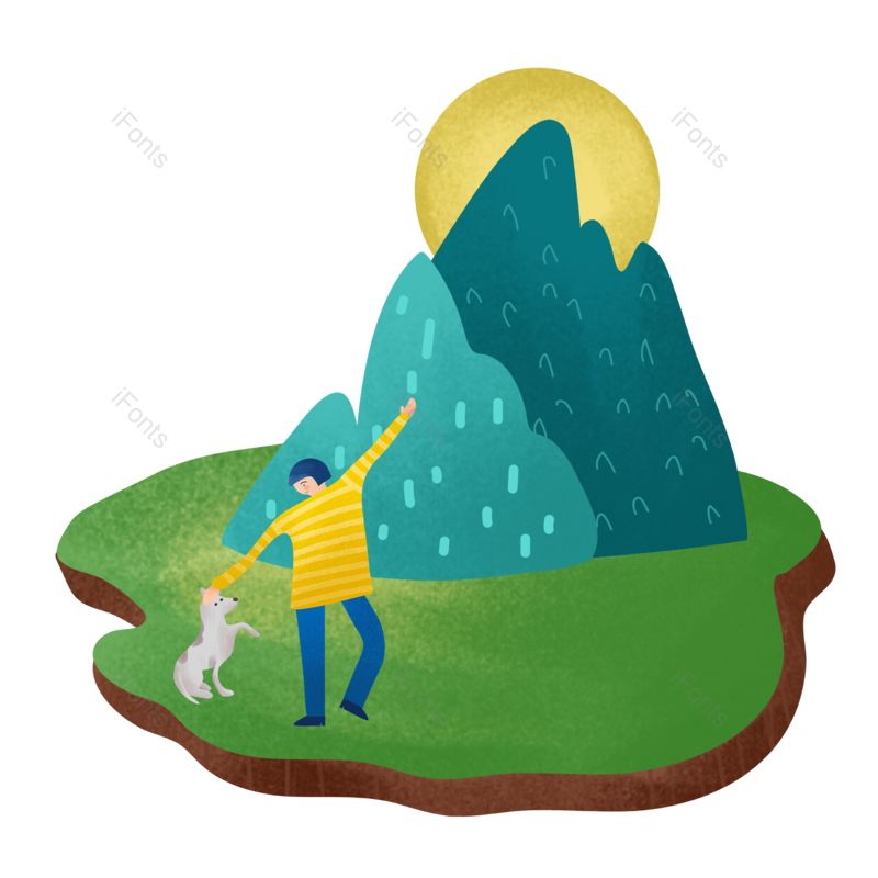 插画图片,人物元素,风景PNG,手绘免抠素材