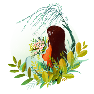 清明节 清明 少女 捧花 祭奠  少女 鲜花