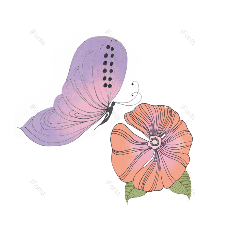 线条图片,蝴蝶元素,美丽PNG,春季免抠素材