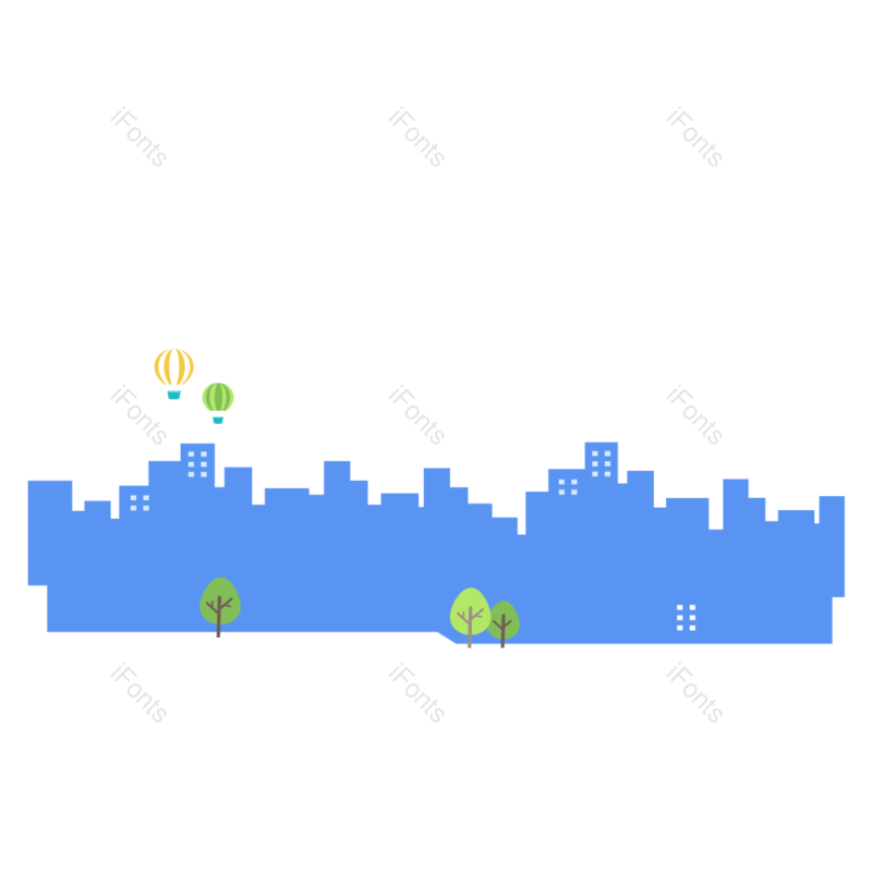 树木图片,热气球元素,建筑物PNG,矢量元素免抠素材