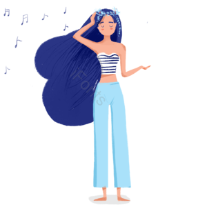 音乐 女孩 解忧  插画 psd png