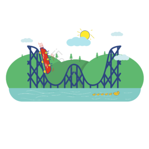 游玩 游乐园 水上乐园 过山车 插画 卡通 场景