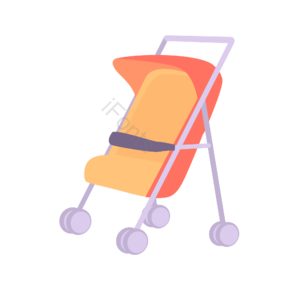 奶妈 婴儿 小孩推车 出行 逛街 橙色