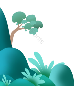 儿童节 山 树 山水 风景 自然 手绘 插画