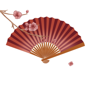 手绘 国潮风 梅花 花卉 植物 扇子中秋 中秋大促 中秋促销