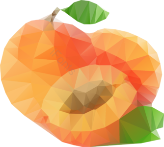 扁平化 多边形 水果 水蜜桃 low -poly