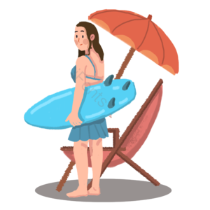 暑假 暑期 手绘 冲浪 女生 冲浪板 休闲 度假