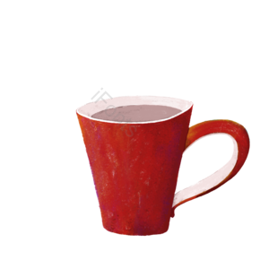 水杯 红色 手绘 杯子 咖啡杯 png免抠