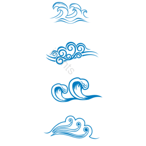蓝色 海浪 浪花 动感矢量 高清中国风 日系古典 免抠 国潮