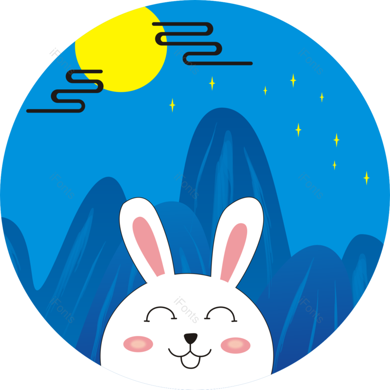 祥云图片,兔子元素,中秋节PNG,星空免抠素材