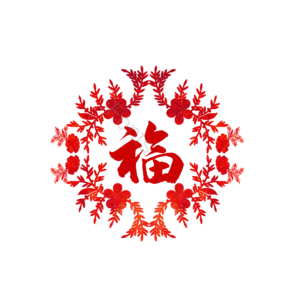 窗花 剪纸 红色 春节 福 花瓶