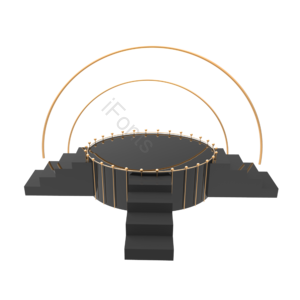 黑金舞台 展台 立体展台 阶梯 几何体 圆柱体 C4D 3d立体插画
