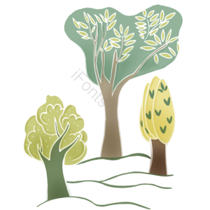 手绘 卡通 植物 绿色 树木 树林 树 春季
