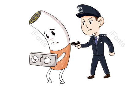 世界无烟日 手绘 拒绝 烟草 戒烟 禁烟  警察