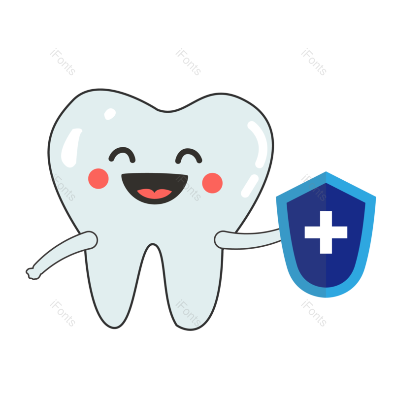 卡通图片,牙齿元素,盾牌PNG,手绘免抠素材