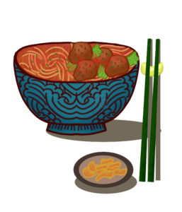 食物 手绘 红烧 牛肉面 插画 可爱