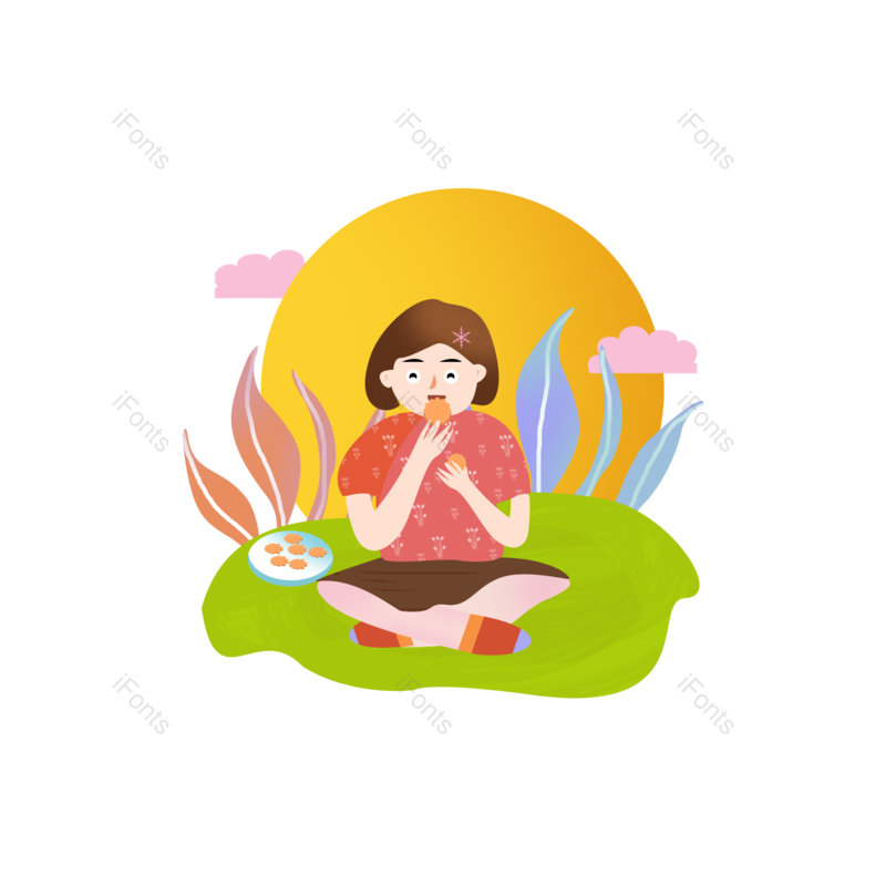中秋节图片,手绘元素,PNG,免抠素材