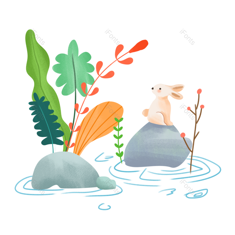 叶子图片,元素元素,兔子PNG,插画免抠素材