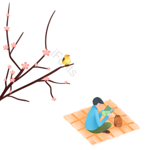 春分 人物 郊外 鸟 花 树木 场景
