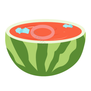 手绘 小暑 泡在西瓜里 游泳圈 冰块元素设计 夏天
