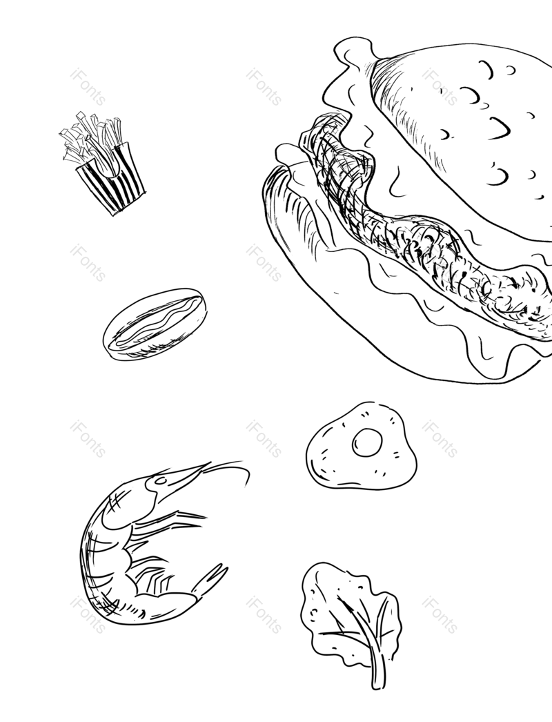 简笔画图片,涂鸦元素,手绘PNG,薯条免抠素材
