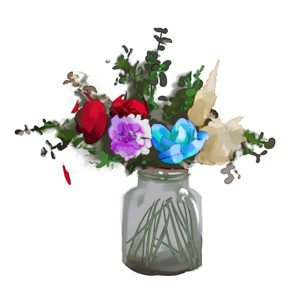 花束 清新 水彩 花瓶 png 元素