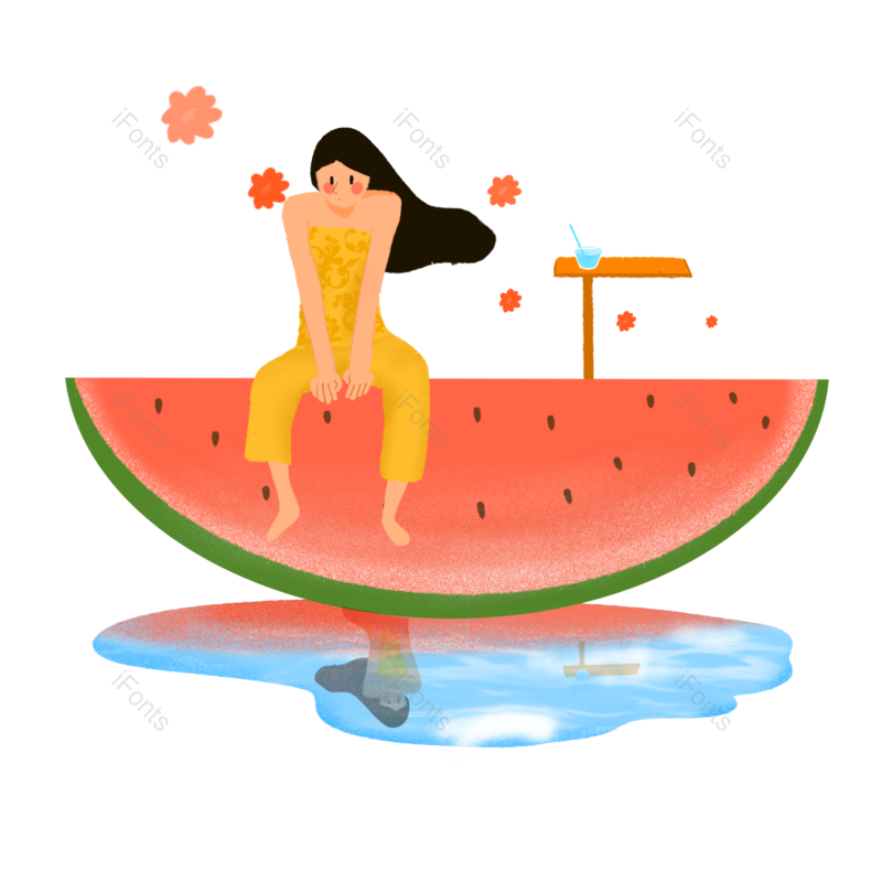 西瓜图片,夏日元素,女孩PNG,免抠素材