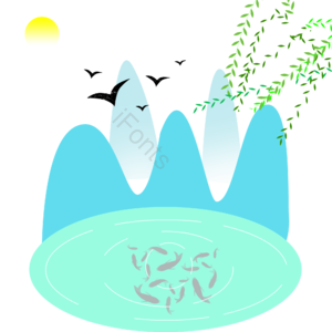 燕子 柳条 山水 游鱼 自然 春季