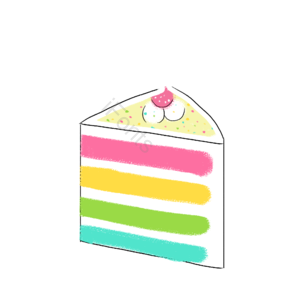 蛋糕 三角 彩虹色 插画 psd png