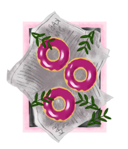 食物 手绘 小清新 粉色 甜甜圈 插画