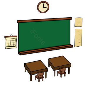 开学 教室 黑板 课桌 时钟 历程表 班会